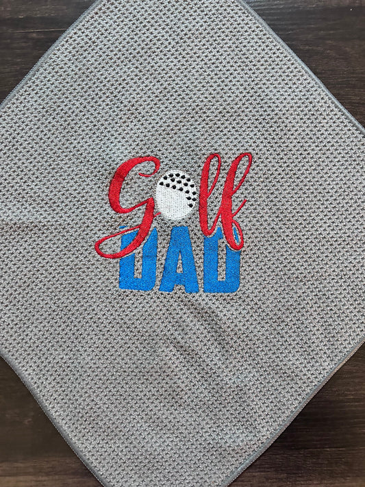 Embroidered *Golf Dad* Grey Golf Towel