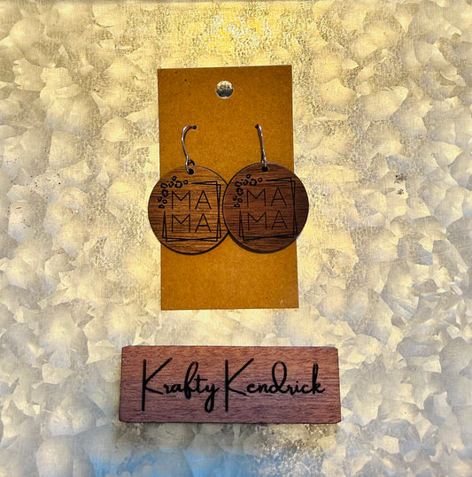 "Mama" wooden earrings
