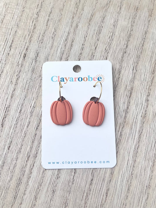Long Pumpkin Hoop Earrings