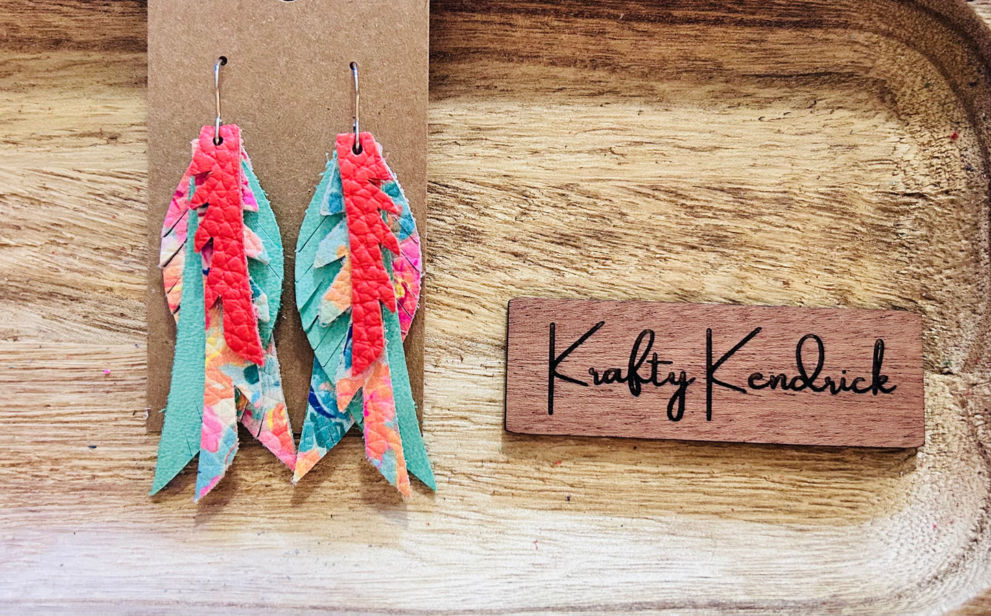 Summer time colors with feather-like layers Dangle Earrings