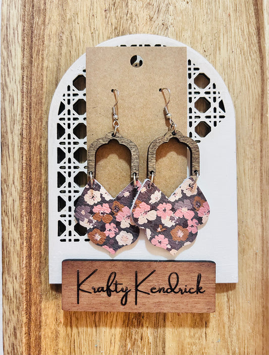 Muted Gray, Pink and Brown Fall Dangle earrings