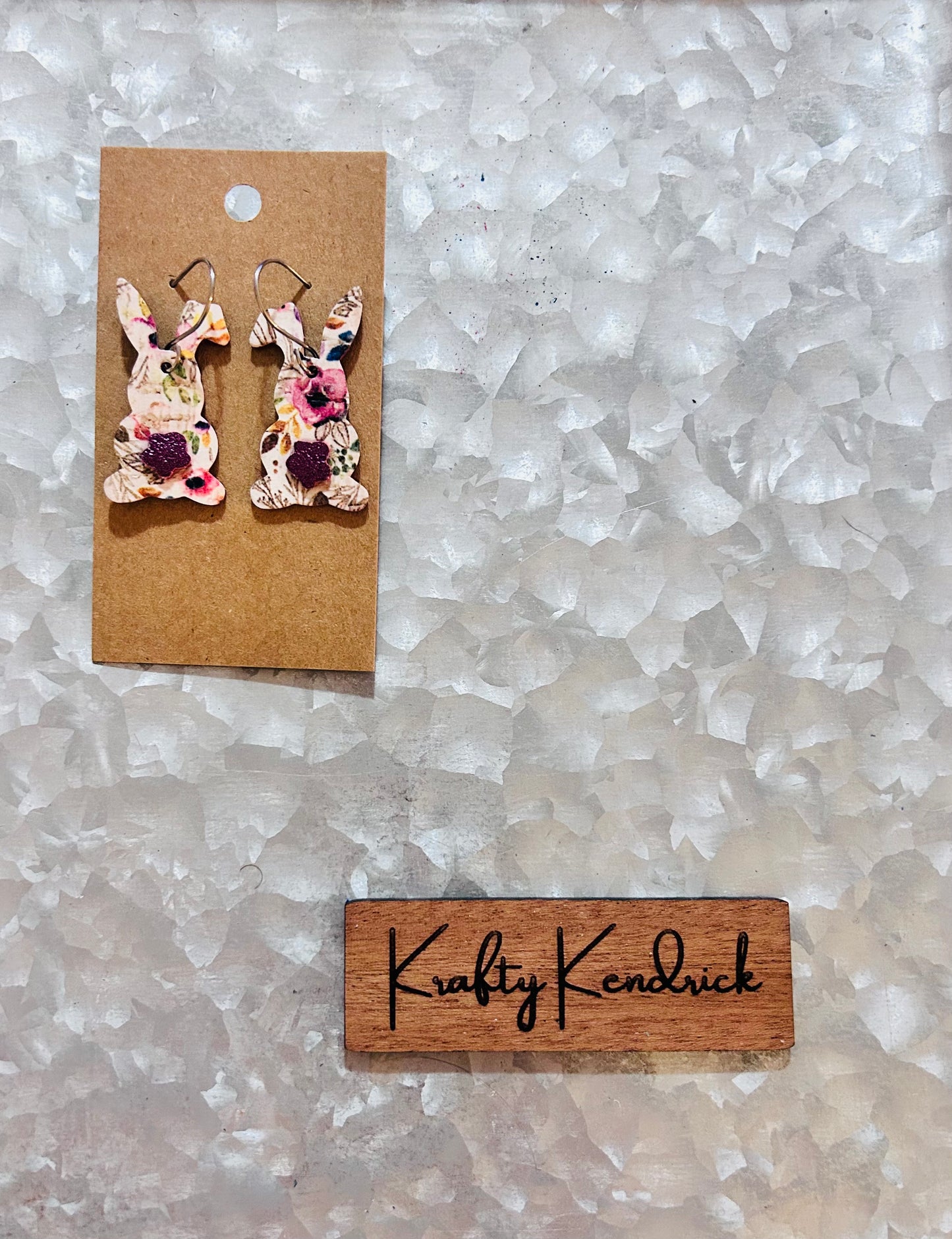 Purple floral bunny earrings