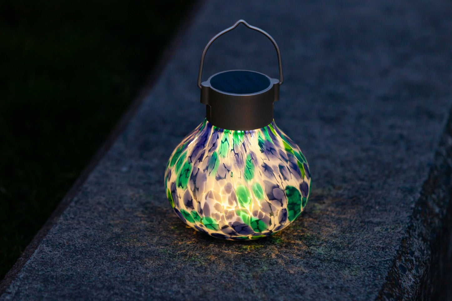 Tea Lantern - 5" Glass Outdoor Solar Lantern - Tidal Blue