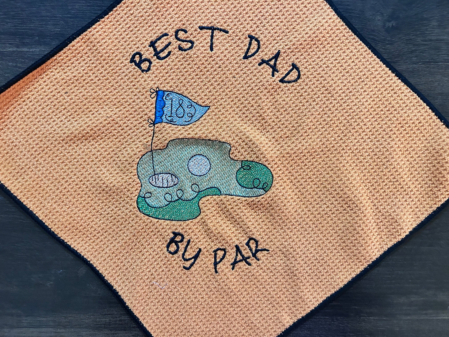Embroidered *Best Dad by Par* Orange Golf Towel