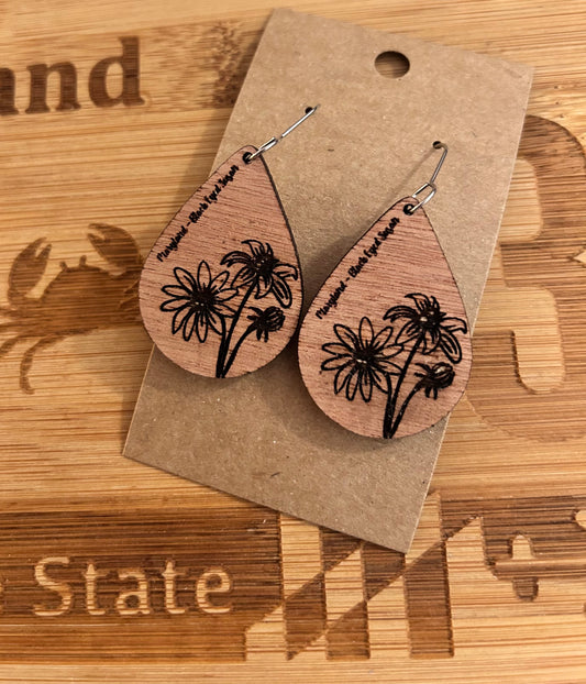 Maryland Black eye Susan lightweight wooden earrings