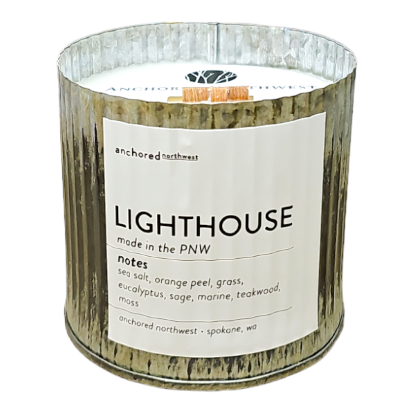 Lighthouse Rustic Vintage Farmhouse Wood Wick Candle