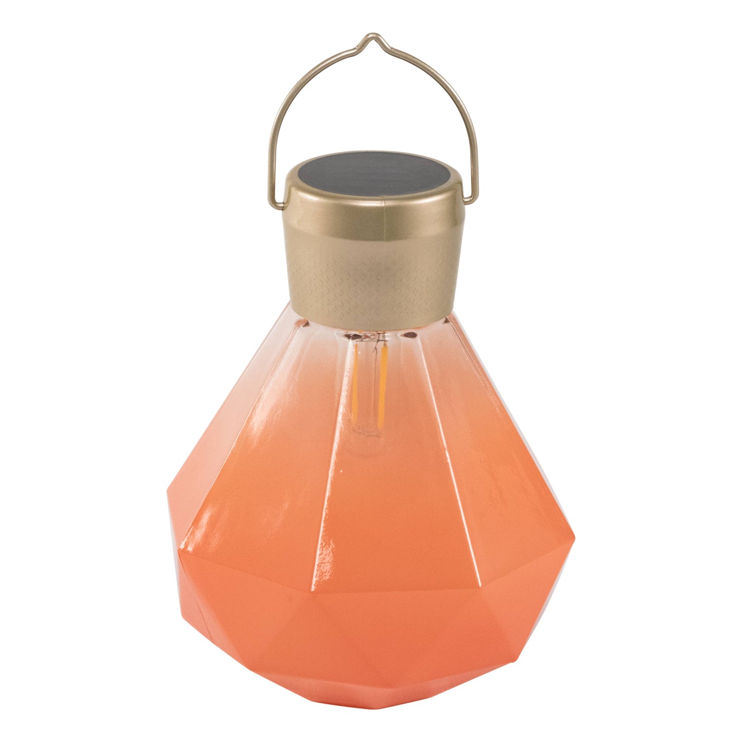 Gem Light - 6.75" Glass Outdoor Solar Lantern - Coral