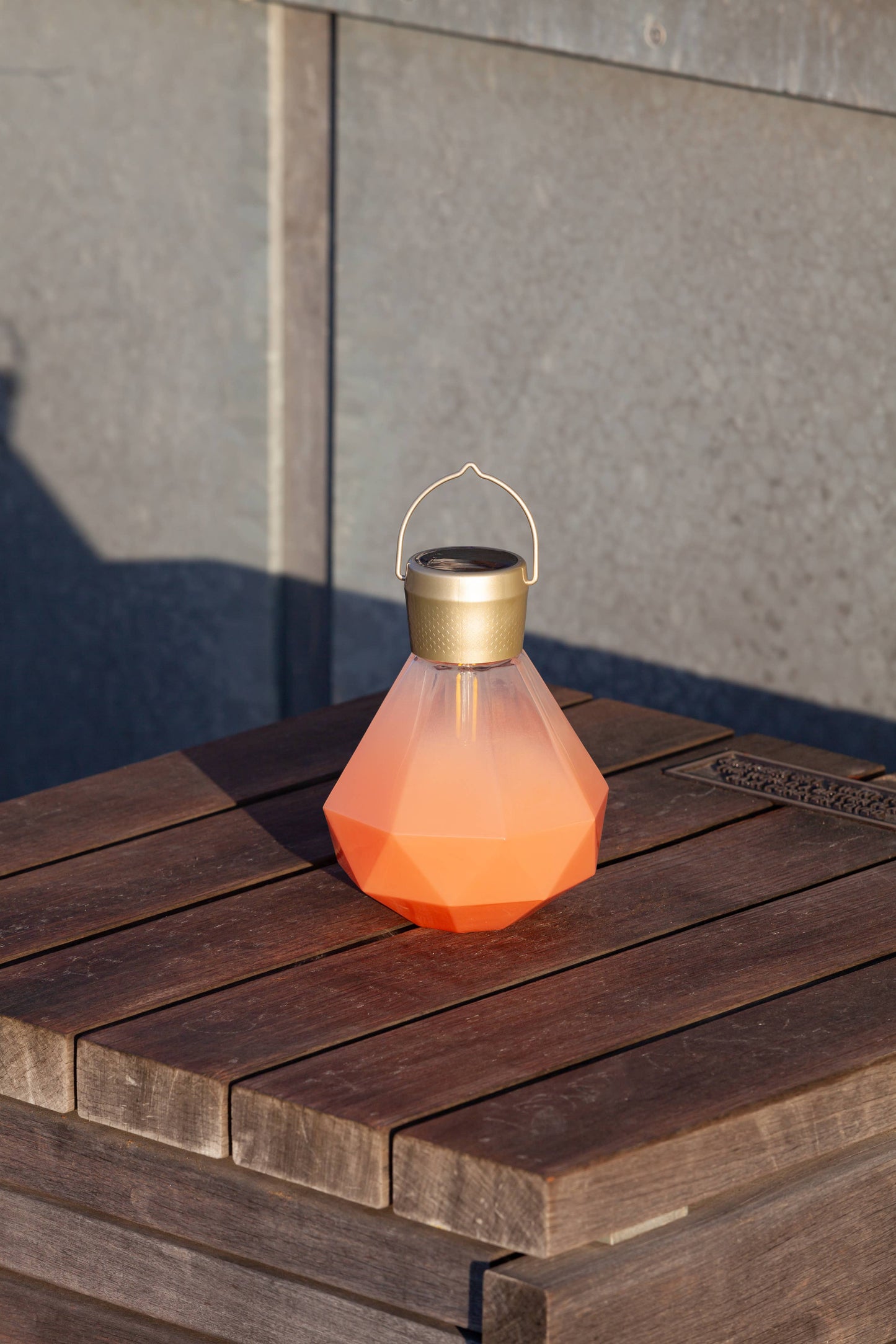 Gem Light - 6.75" Glass Outdoor Solar Lantern - Coral