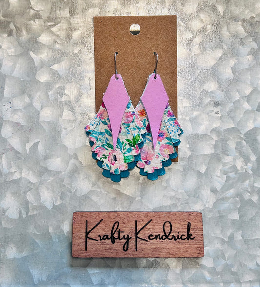 Fringe genuine leather dangle earrings