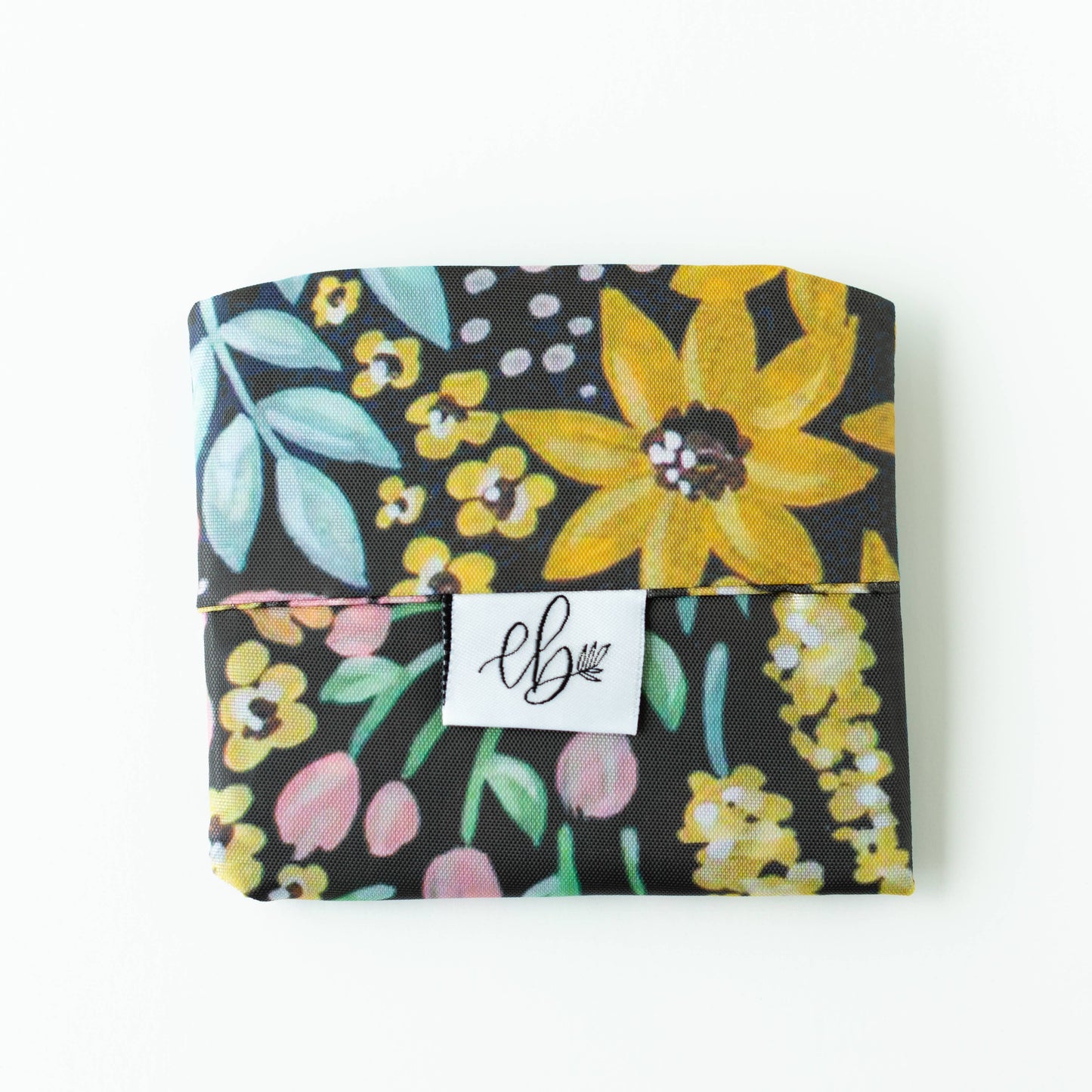 Black Floral Reusable Bag