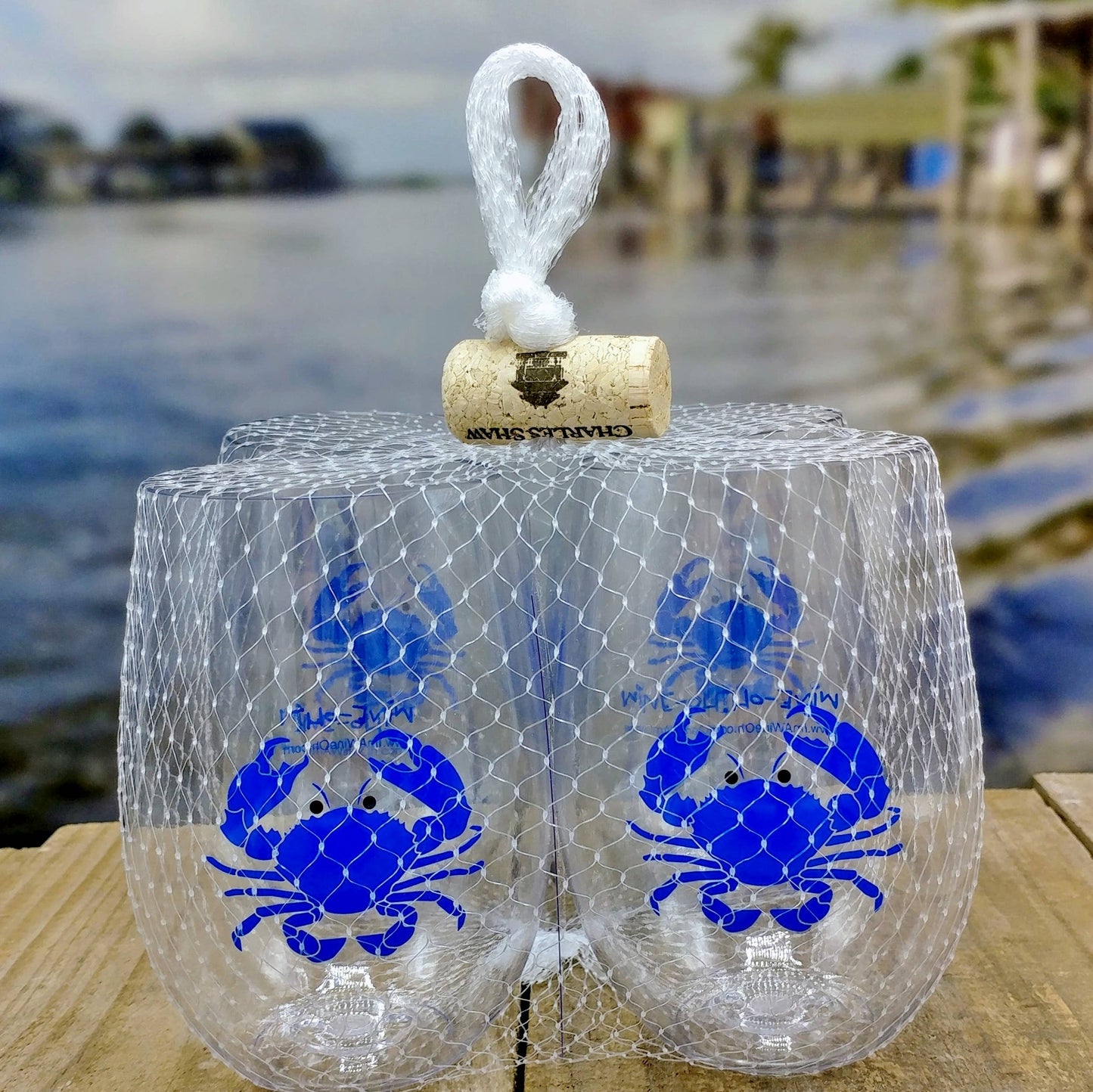 MARYLAND BLUE CRAB Shatterproof Wine Glasses