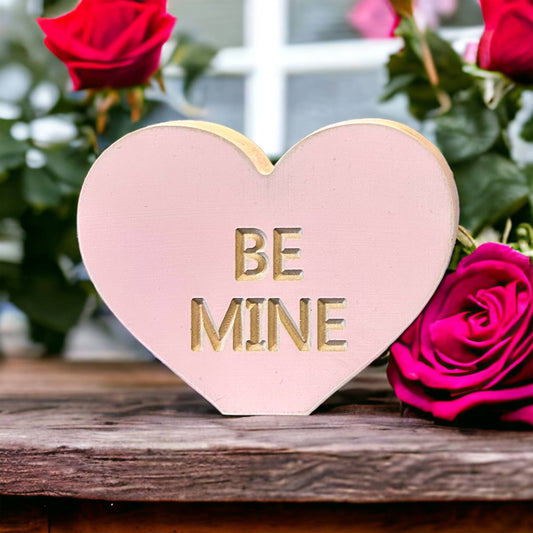 Primitive/Rustic  Wood BE MINE Carved Valentine Heart