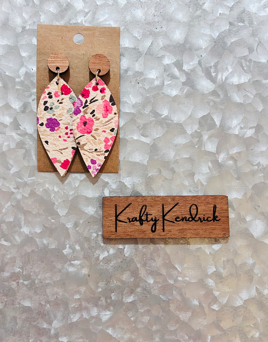 Floral leaf dangle earrings