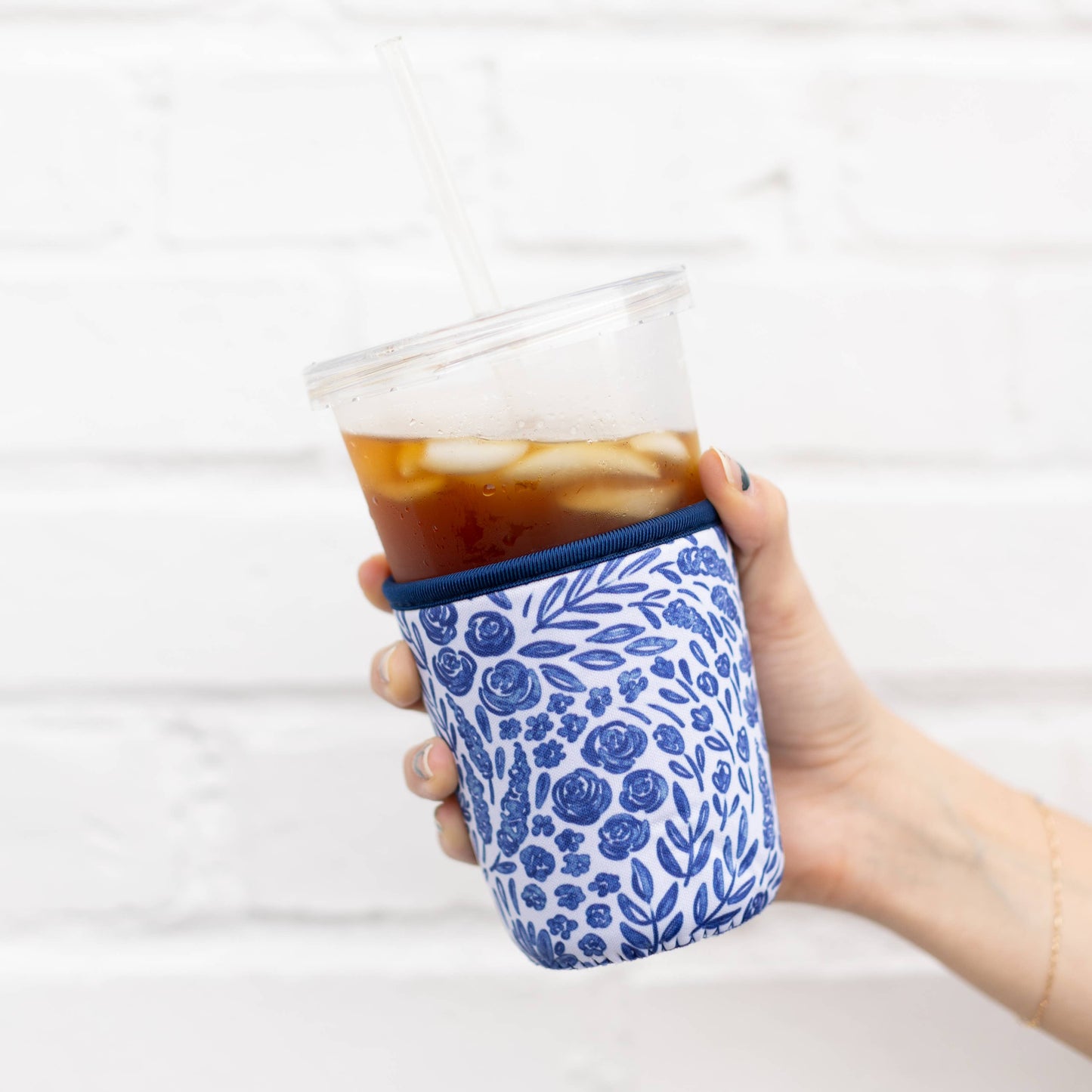 Porcelain Floral Drink Sleeve, Iced Coffee, Drink Cover