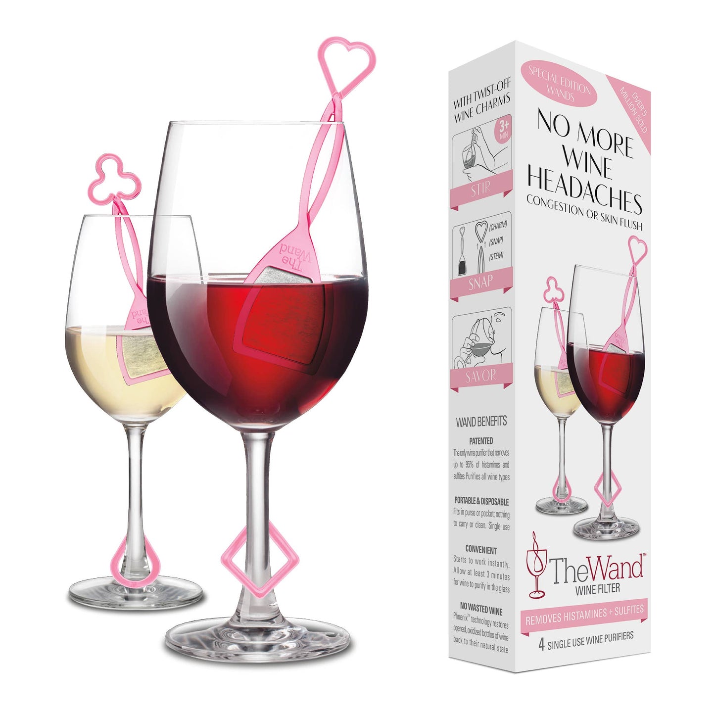 The Wand™ Wine Purifier 4-Pack, Pink