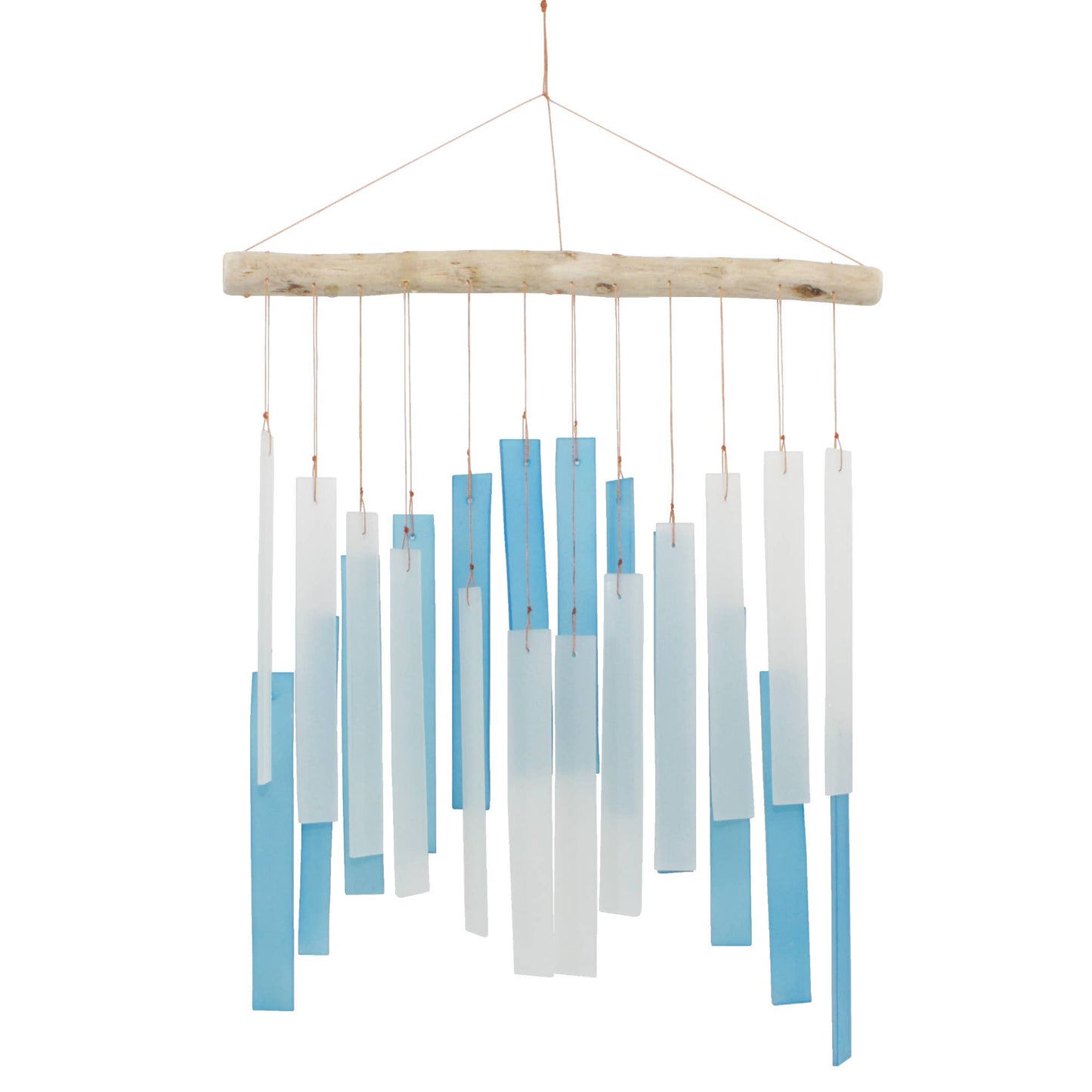 Light Blue and White Skyline Tumbled Glass Wind Chime