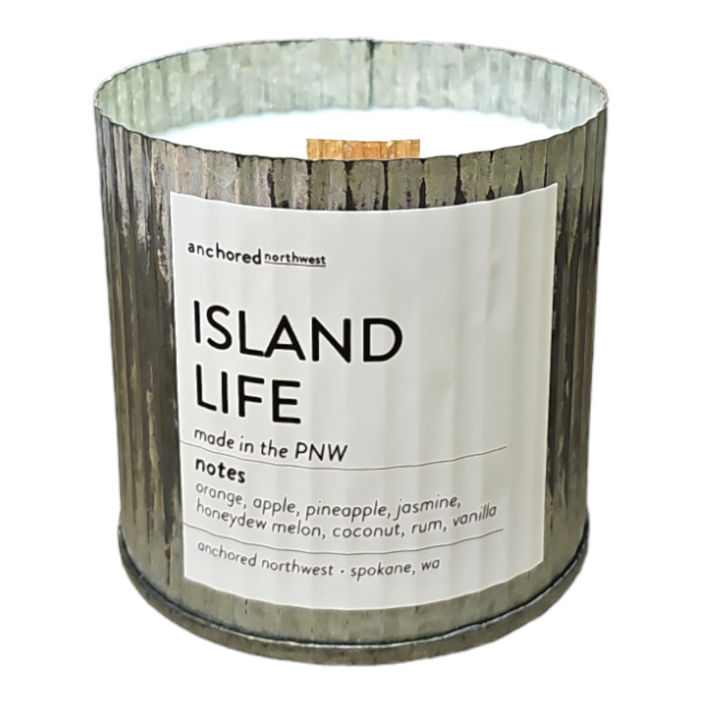Island Life Rustic Vintage Farmhouse Wood Wick Candle