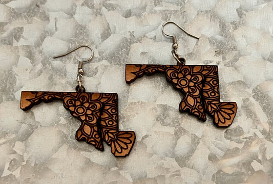 Maryland Shaped wooden earrings