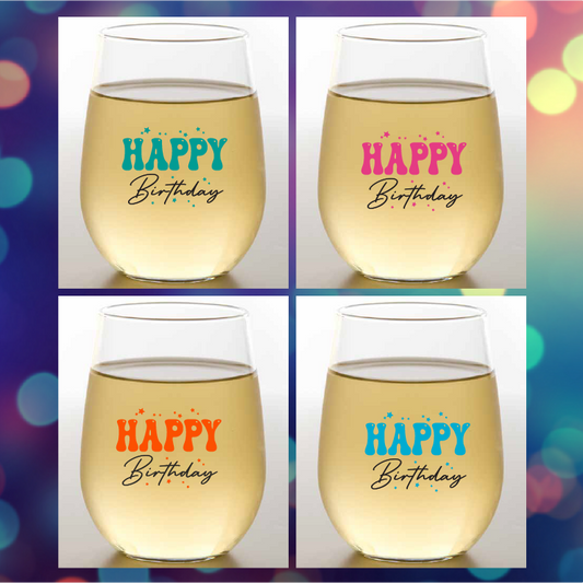 HAPPY BIRTHDAY Shatterproof Wine Glasses