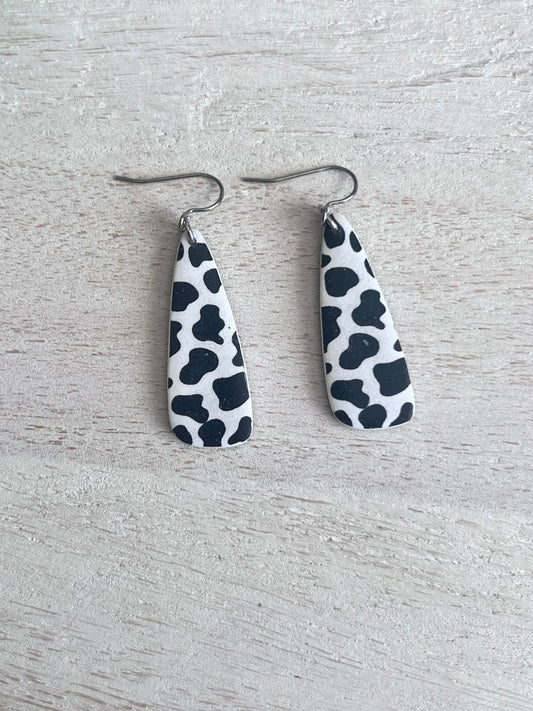 Cow Print, Asym Teardrop, Blk & Wht