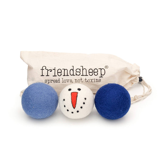Vintage Holidays Eco Wool Dryer Balls - Snowman BLUE