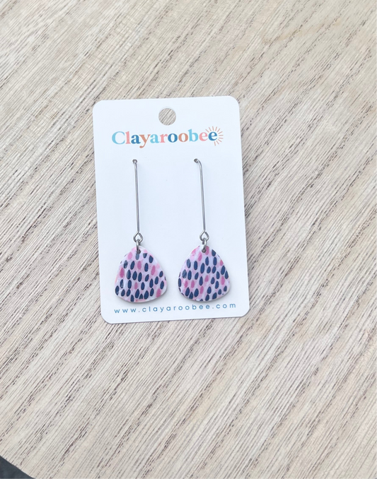 Speckled Rounded Triangle Long Dangle Earrings