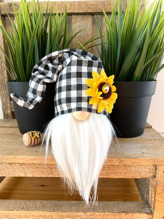 6" Mini Sunflower Check Gnome, Boy Or Girl