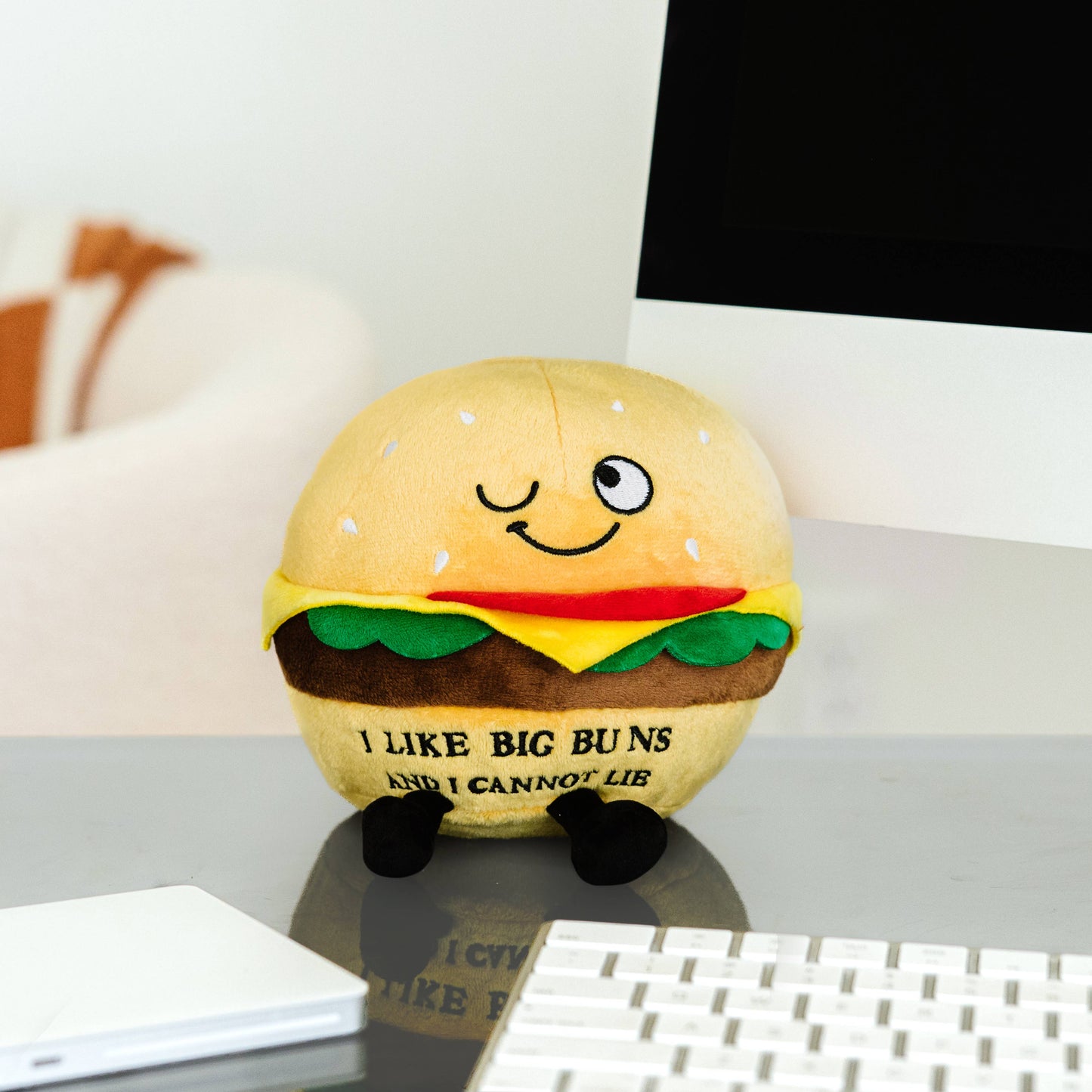 Funny Burger Plushie - White Elephant Gift for Friends