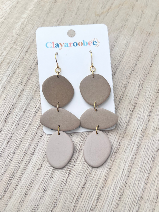 Triple Tan Orangic Shaped Dangle Earrings