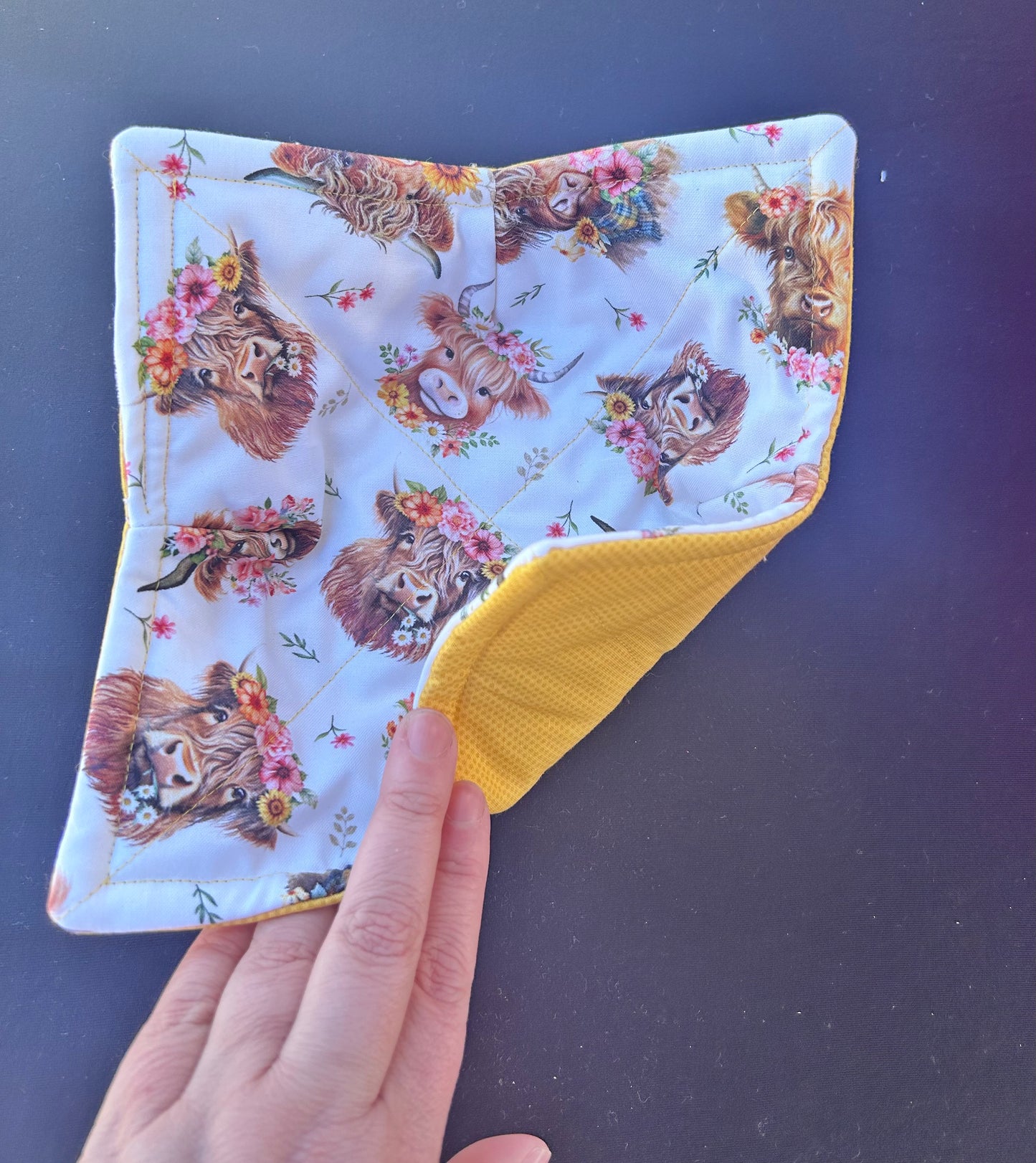 Highland Cow with Yellow Bowl Koozie