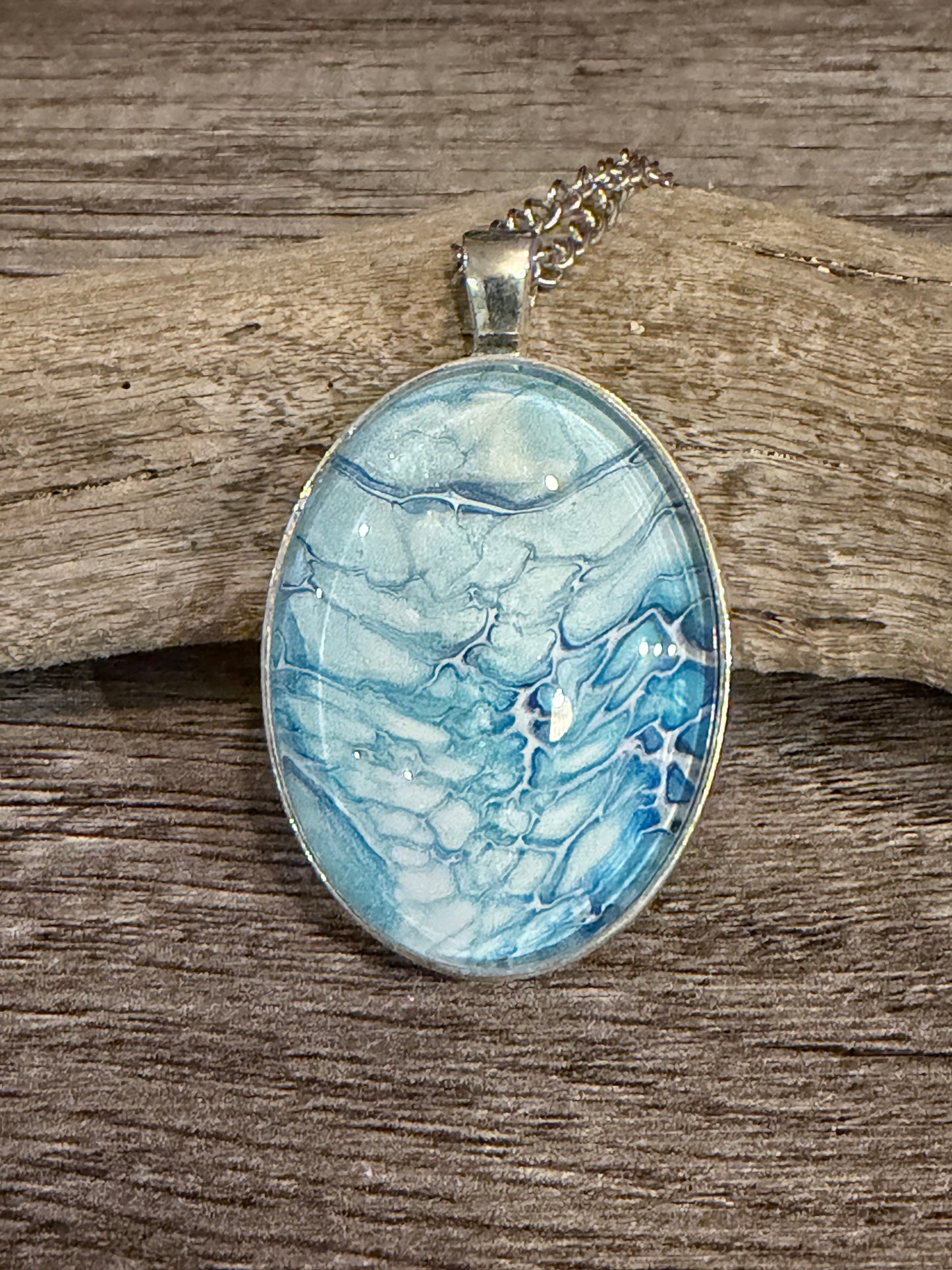 Oval Fluid Art Necklace