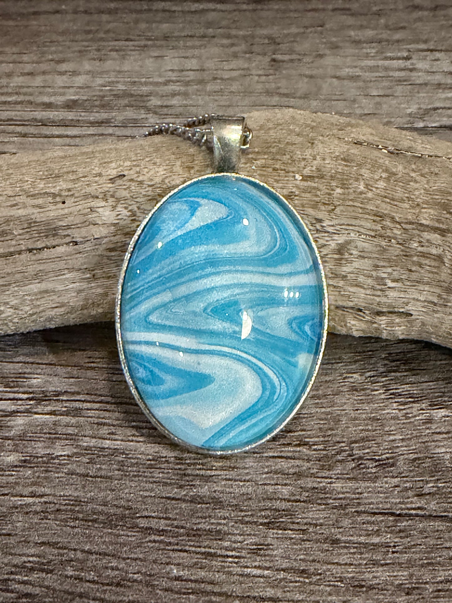 Oval Fluid Art Necklace