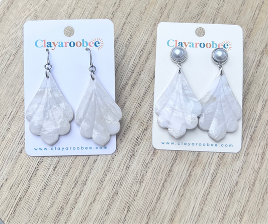 Scalloped Pearlescent Dangle Earrings