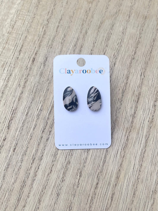 Marbled Oval Stud Earrings
