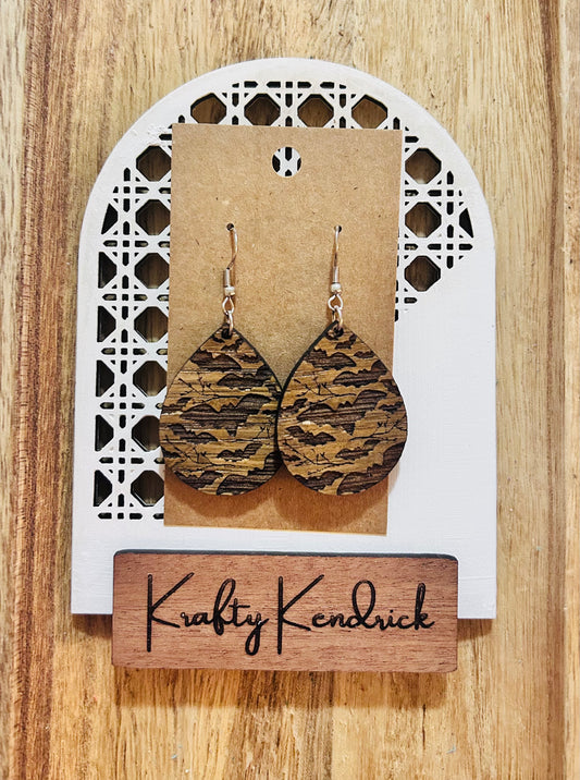 Batty - Wooden Dangle Earrings