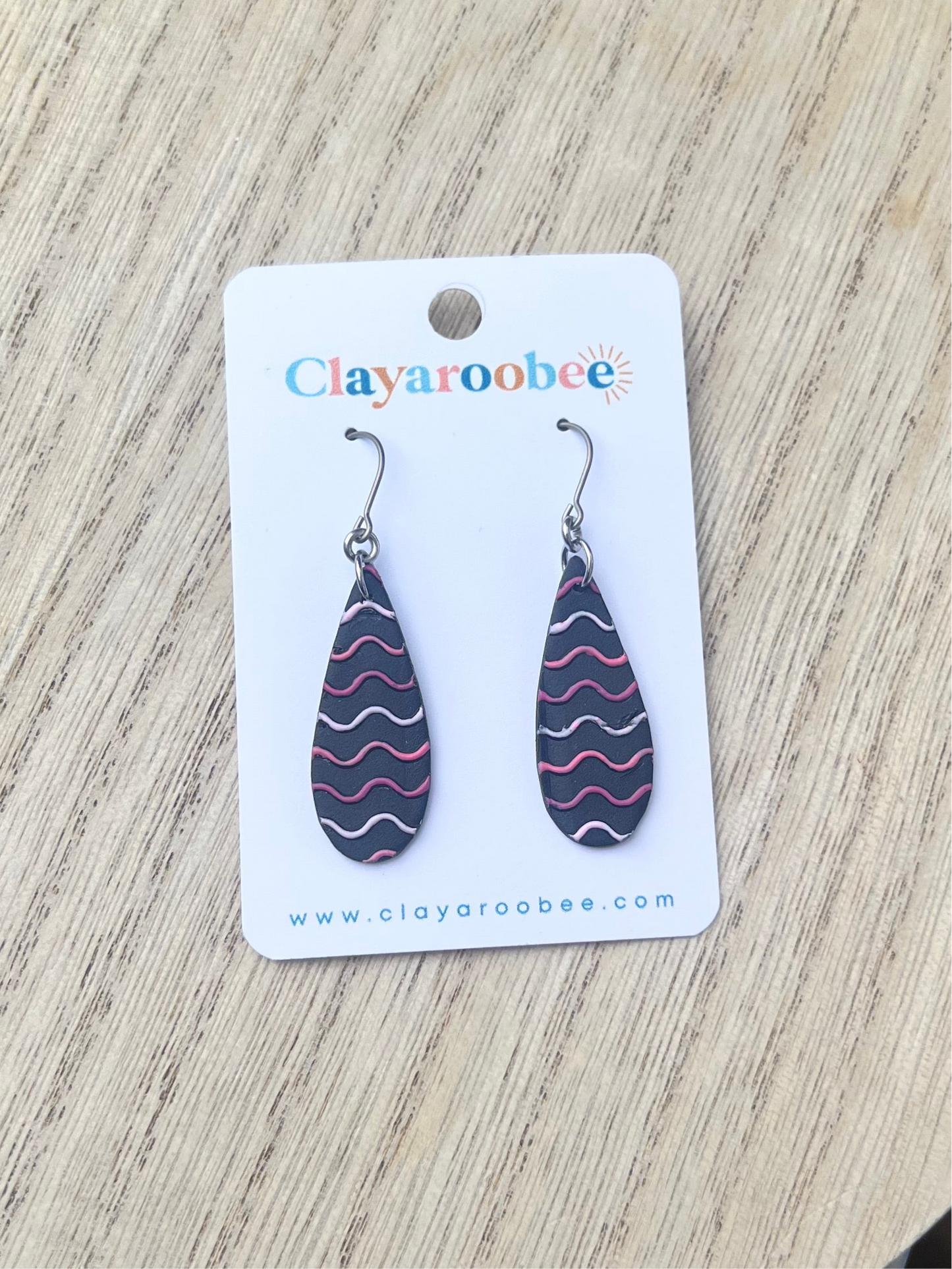 Squiggles Textured Thin Teardrop Dangle Earrings