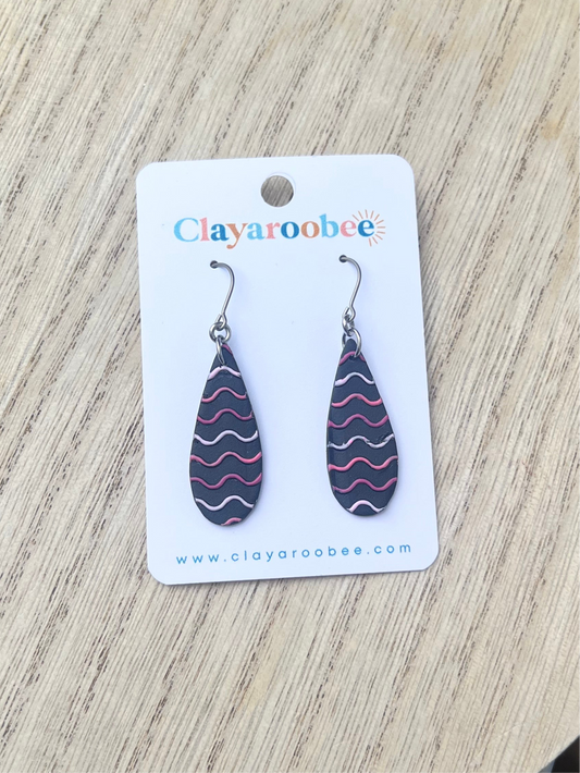 Squiggles Textured Thin Teardrop Dangle Earrings