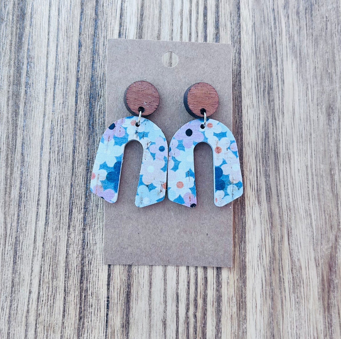 Blue Floral "U" Shape earrings