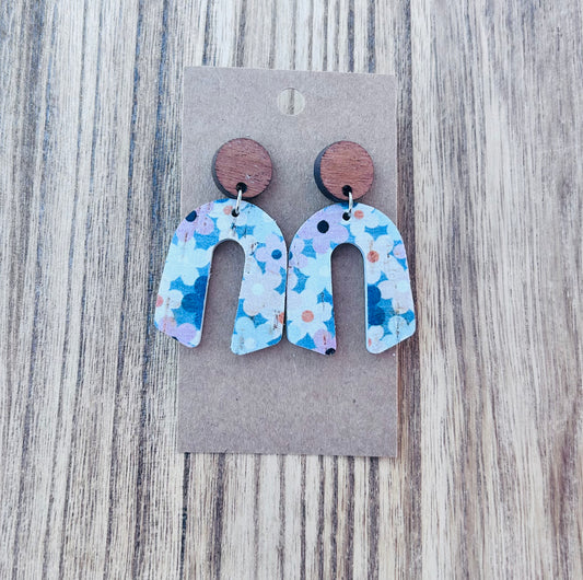 Blue Floral "U" Shape earrings