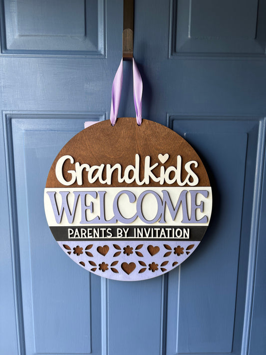 Grandkids welcome door signs