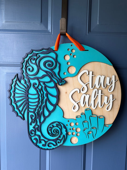 Stay salty seahorse door signs