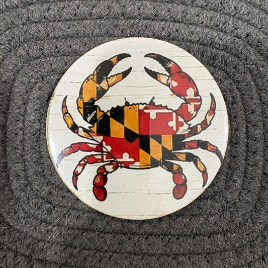 Crab Outline Flag 3.5” Coaster