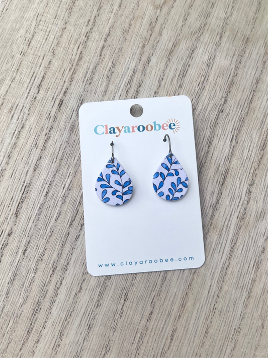 Blue Leaf Mini Teardrop Dangle Earring
