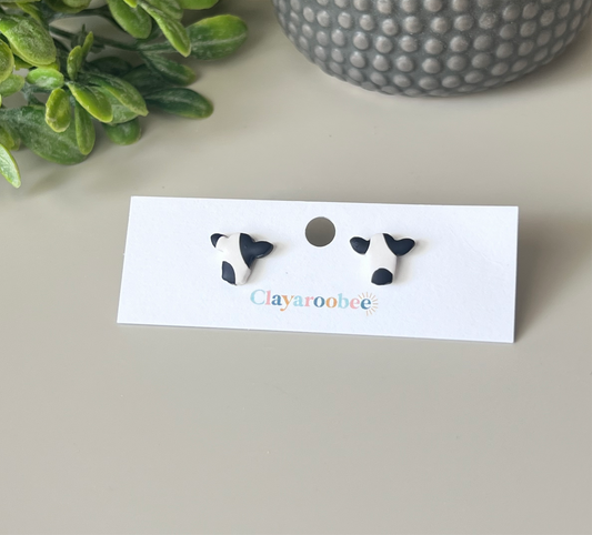 Cow Head, Mini, Stud Earrings