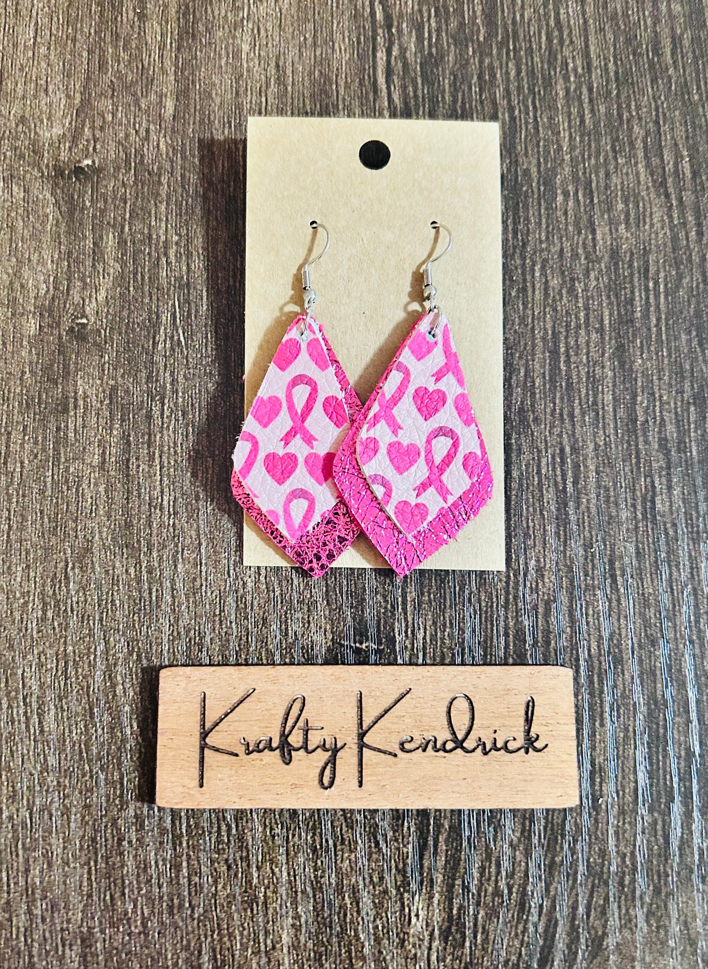 Breast Cancer dangle earrings
