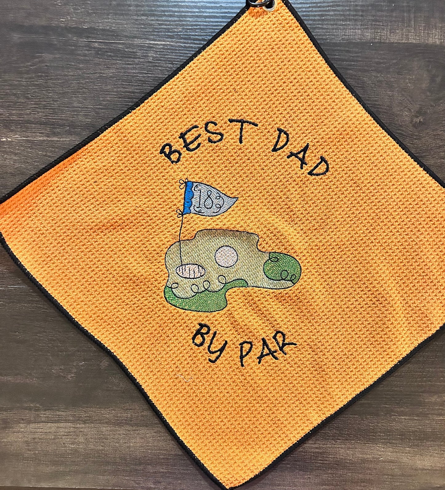 Embroidered *Best Dad by Par* Orange Golf Towel