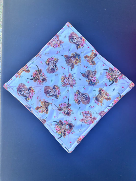 Highland Cow with Pink Plate Koozie