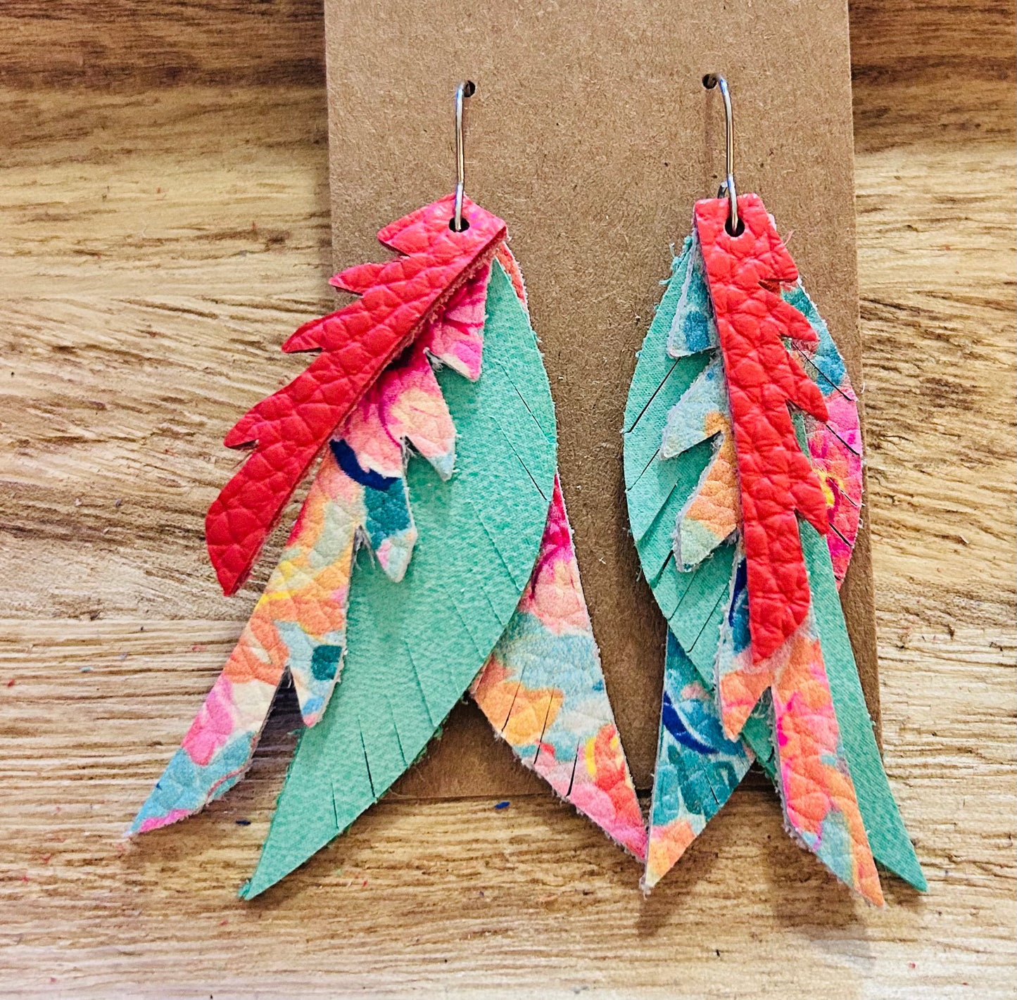 Summer time colors with feather-like layers Dangle Earrings