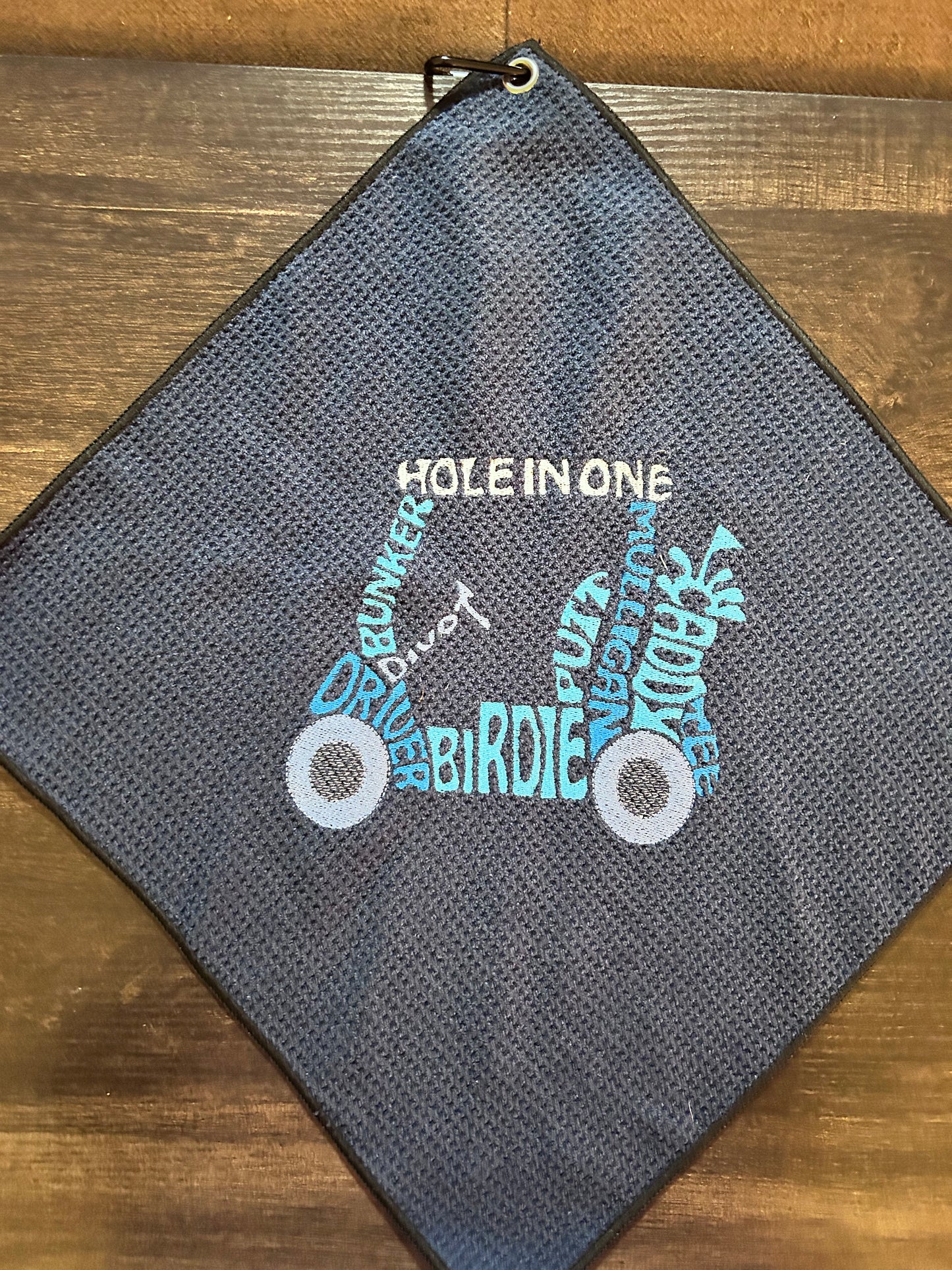 Embroidered *HOLE IN ONE* Blue Golf Towel