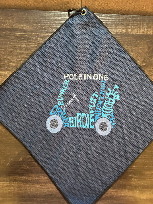 Embroidered *HOLE IN ONE* Blue Golf Towel